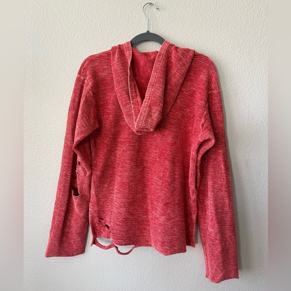 Alchemist Baja Distressed V Neck Pullover Sweatshirt in Red Women's Size XS - Picture 2 of 15